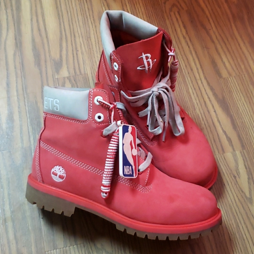 Houston Rockets red Timberland boots